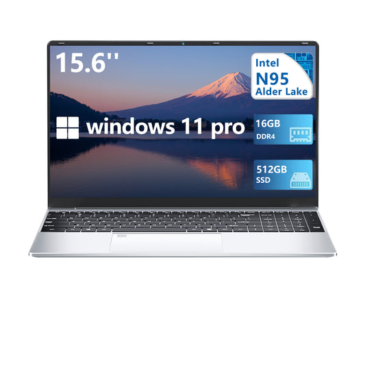 DUNHOO 15.6 FHD Laptop ,Intel Alder Lake N95 ,up to 3.4GHz ,16GB DDR4 512SSD,Fingerprint unlock, backlit keyboard.180 Angle Opening with Windows 11 Pro